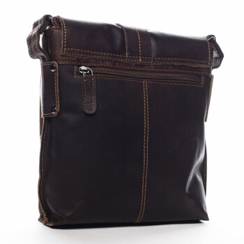 Pánská kožená crossbody taška tmavě hnědá - Greenwood Chester 2