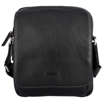 Pánská kožená crossody taška černá - Katana Ruweno