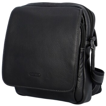 Pánská kožená crossody taška černá - Katana Ruweno