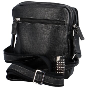 Pánská kožená crossody taška černá - Katana Ruweno