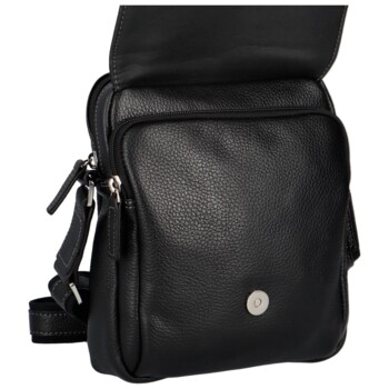 Pánská kožená crossody taška černá - Katana Ruweno