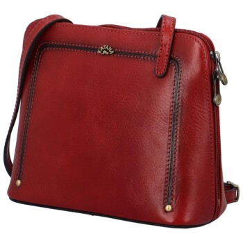 Dámská kožená crossbody kabelka tmavě červená - Katana Elenka