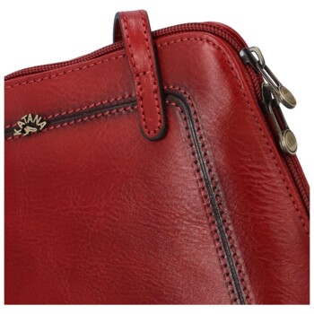 Dámská kožená crossbody kabelka tmavě červená - Katana Elenka