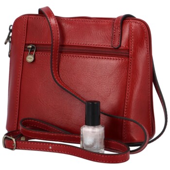 Dámská kožená crossbody kabelka tmavě červená - Katana Elenka