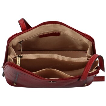 Dámská kožená crossbody kabelka tmavě červená - Katana Elenka