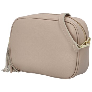 Dámská kožená crossbody kabelka tmavě béžová -  ItalY Kriane G