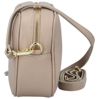 Dámská kožená crossbody kabelka tmavě béžová -  ItalY Kriane G