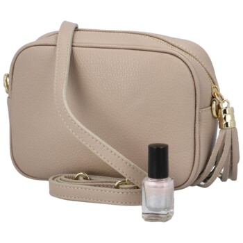 Dámská kožená crossbody kabelka tmavě béžová -  ItalY Kriane G