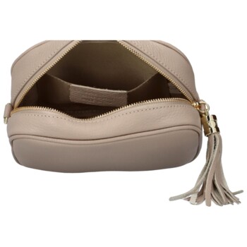 Dámská kožená crossbody kabelka tmavě béžová -  ItalY Kriane G