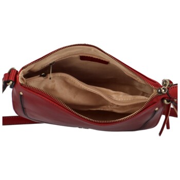 Dámská kožená crossbody kabelka tmavě červená - Katana Sinula