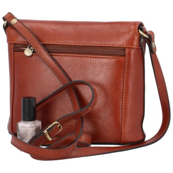 Dámská kožená crossbody kabelka hnědá - Katana Elvírana
