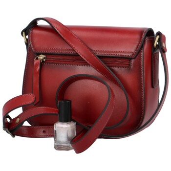 Dámská kožená crossbody kabelka tmavě červená - Katana Vureno