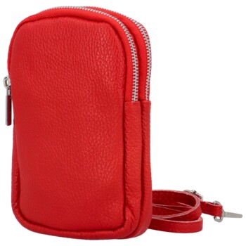Dámské kožené crossbody pouzdro červené  - Delami Valli