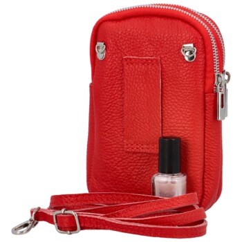 Dámské kožené crossbody pouzdro červené  - Delami Valli
