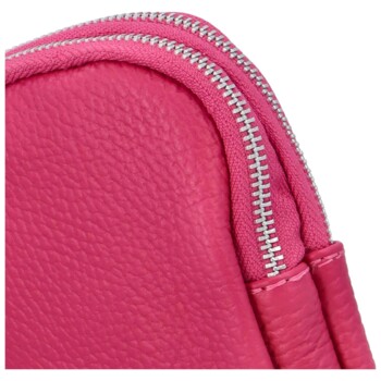 Dámské kožené crossbody pouzdro fuchsiové  - Delami Valli