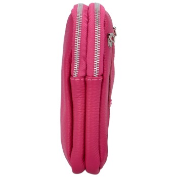 Dámské kožené crossbody pouzdro fuchsiové  - Delami Valli