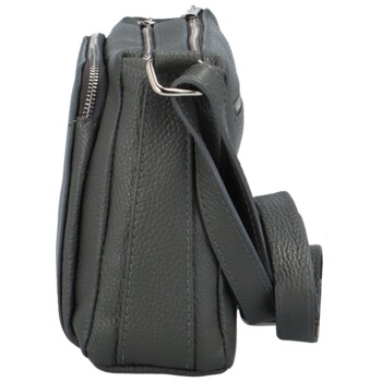 Dámská kožená crossbody kabelka tmavě šedá - ItalY Bandit