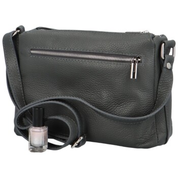 Dámská kožená crossbody kabelka tmavě šedá - ItalY Bandit