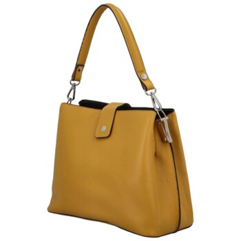 Dámská kožená kabelka do ruky tmavě žlutá - ItalY Auren