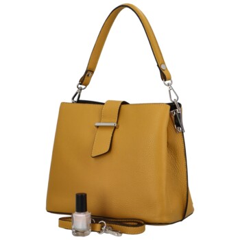 Dámská kožená kabelka do ruky tmavě žlutá - ItalY Auren