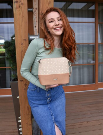 Dámská crossbody kabelka pudrová - Vuch Cara Dotty Creme