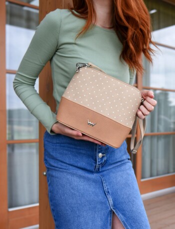 Dámská crossbody kabelka pudrová - Vuch Cara Dotty Creme