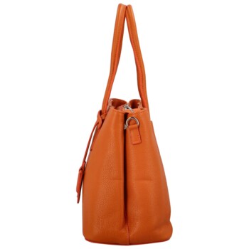 Dámská kožená kabelka přes rameno oranžová - Delami Surevy