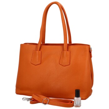 Dámská kožená kabelka přes rameno oranžová - Delami Surevy