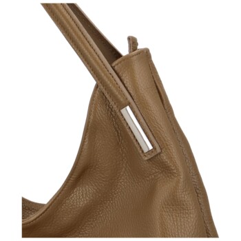 Dámská kožená měkká kabelka přes rameno pískově hnědá - ItalY Nellis