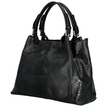 Dámská kožená kabelka černá lesklá - Delami Minestra 