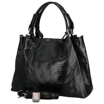 Dámská kožená kabelka černá lesklá - Delami Minestra 