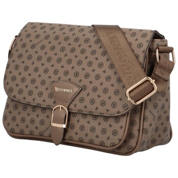 Trendy dámská crossbody kabelka s módním potiskem tmavě béžová - Coveri Segunda