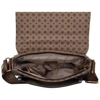 Trendy dámská crossbody kabelka s módním potiskem tmavě béžová - Coveri Segunda