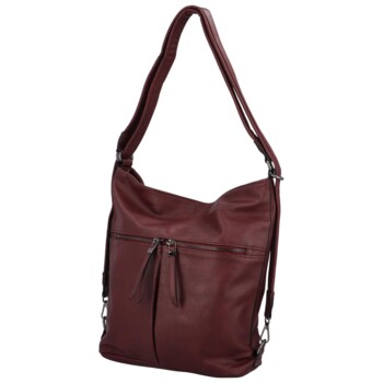 Dámská koženková kabelka-batoh červená - Romina Geria