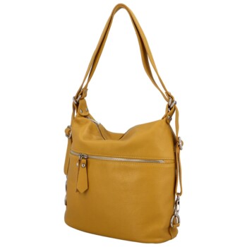 Dámská kožená kabelka batoh žlutá - ItalY Nadinea