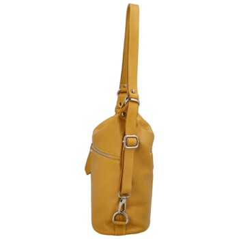 Dámská kožená kabelka batoh žlutá - ItalY Nadinea