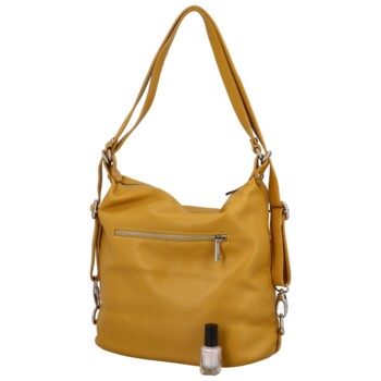 Dámská kožená kabelka batoh žlutá - ItalY Nadinea
