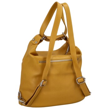 Dámská kožená kabelka batoh žlutá - ItalY Nadinea