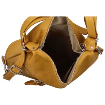 Dámská kožená kabelka batoh žlutá - ItalY Nadinea