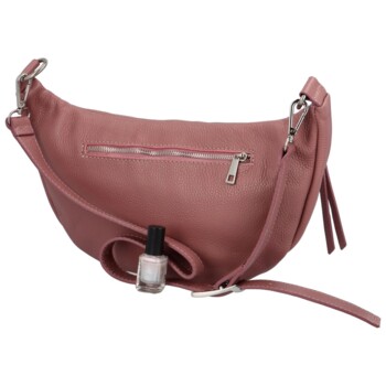 Dámská kožená ledvinka růžová - Delami Vanito