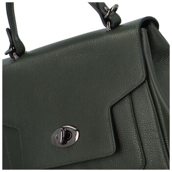 Dámská kožená kabelka do ruky tmavě zelená - Delami Riley