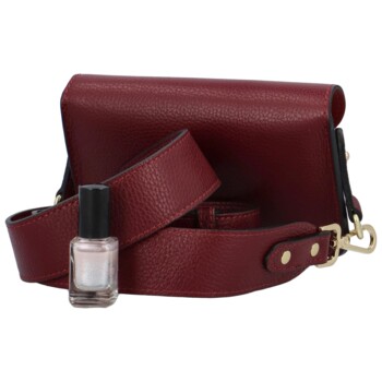 Dámská kožená crossbody vínová - Delami Carolyn
