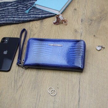 Dámská kožená pouzdrová peněženka modrá - Gregorio Lanava