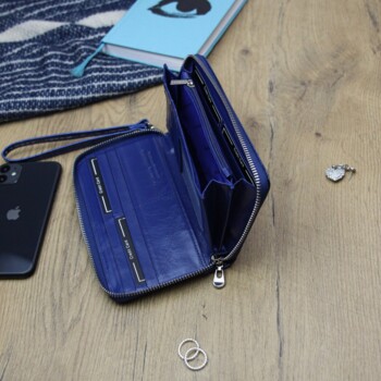 Dámská kožená pouzdrová peněženka modrá - Gregorio Lanava