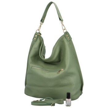 Velká kožená dámská kabelka světle zelená - ItalY Celinda