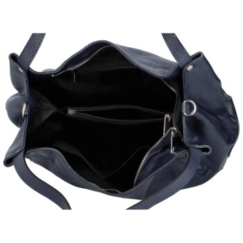 Dámská kožená kabelka přes rameno tmavě modrá - ItalY Evelyn