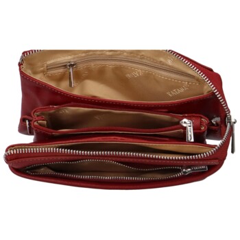 Dámská kožená crossbody kabelka tmavě červená - Katana Isola