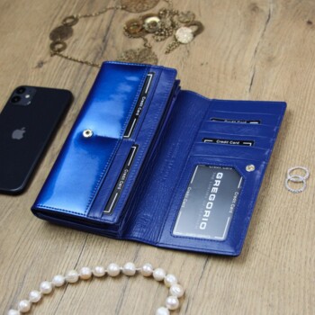 Dámská kožená peněženka tmavě modrá - Gregorio Fellissa