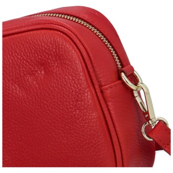 Dámská kožená crossbody kabelka malinově červená -  ItalY Kriane G