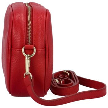 Dámská kožená crossbody kabelka malinově červená -  ItalY Kriane G